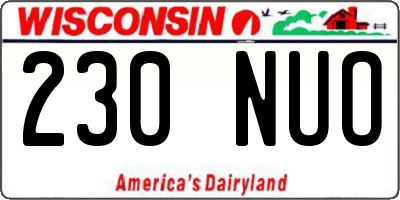 WI license plate 230NUO