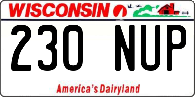 WI license plate 230NUP