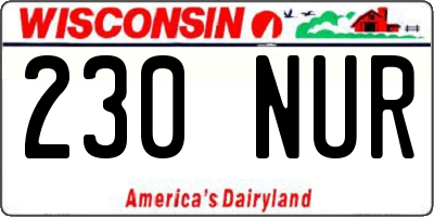 WI license plate 230NUR