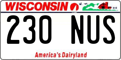 WI license plate 230NUS