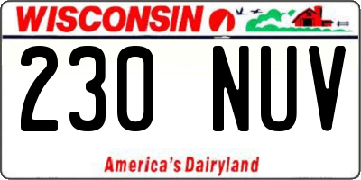 WI license plate 230NUV