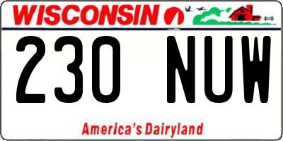 WI license plate 230NUW