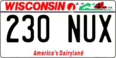 WI license plate 230NUX