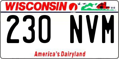 WI license plate 230NVM