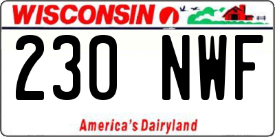 WI license plate 230NWF