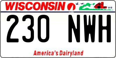 WI license plate 230NWH