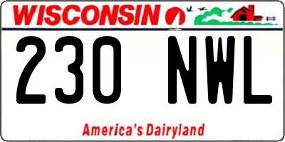 WI license plate 230NWL