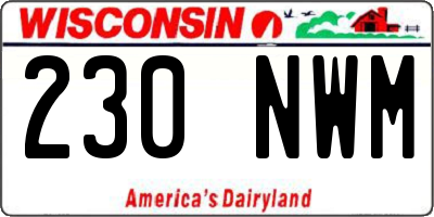 WI license plate 230NWM