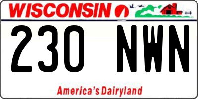WI license plate 230NWN