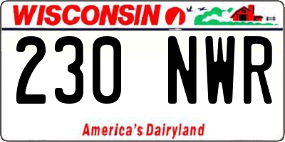 WI license plate 230NWR