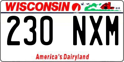 WI license plate 230NXM