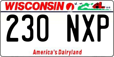 WI license plate 230NXP