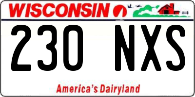WI license plate 230NXS