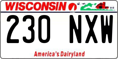WI license plate 230NXW