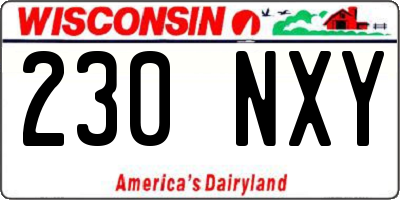 WI license plate 230NXY