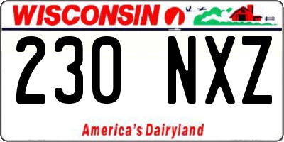 WI license plate 230NXZ