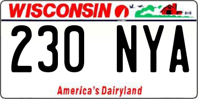 WI license plate 230NYA