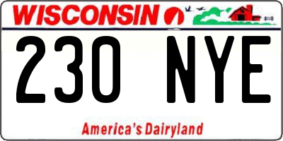 WI license plate 230NYE