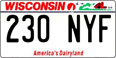 WI license plate 230NYF