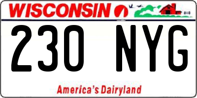 WI license plate 230NYG