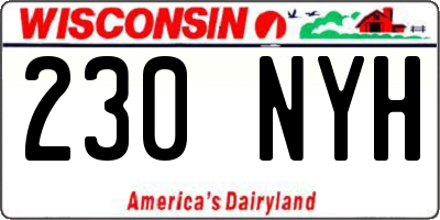 WI license plate 230NYH