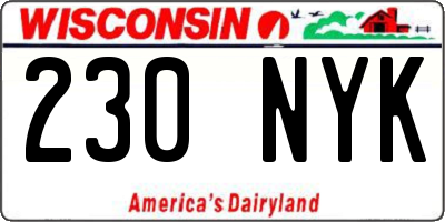 WI license plate 230NYK