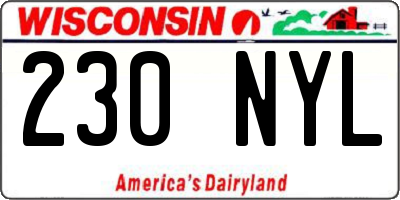 WI license plate 230NYL