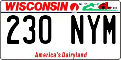 WI license plate 230NYM