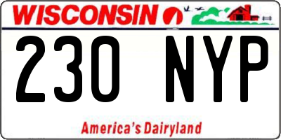 WI license plate 230NYP