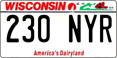 WI license plate 230NYR