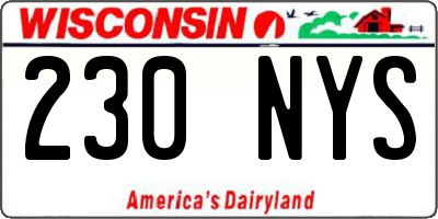WI license plate 230NYS