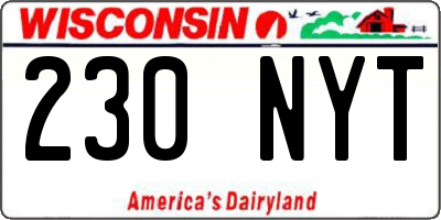 WI license plate 230NYT