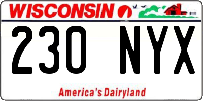 WI license plate 230NYX
