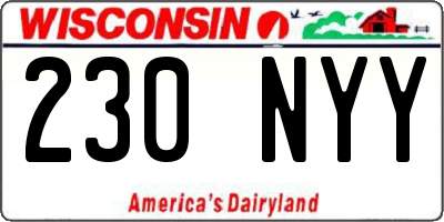 WI license plate 230NYY