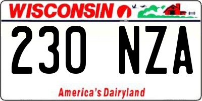 WI license plate 230NZA