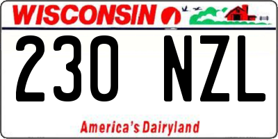WI license plate 230NZL