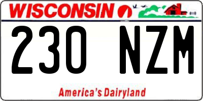 WI license plate 230NZM