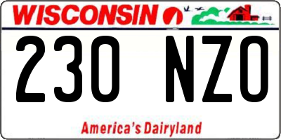 WI license plate 230NZO