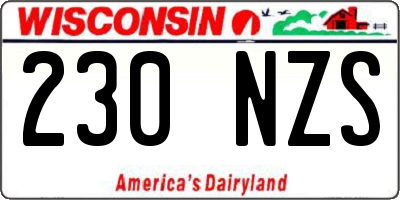 WI license plate 230NZS