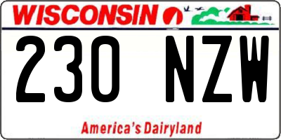 WI license plate 230NZW