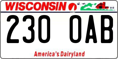 WI license plate 230OAB