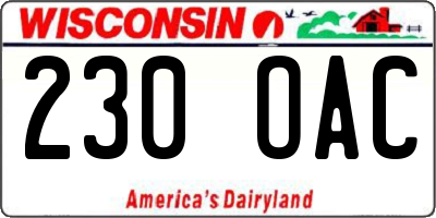WI license plate 230OAC