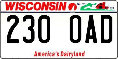 WI license plate 230OAD