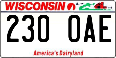 WI license plate 230OAE