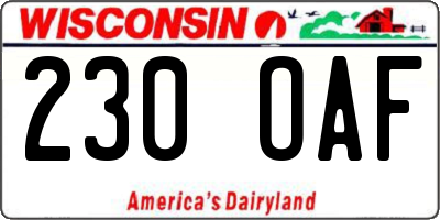 WI license plate 230OAF