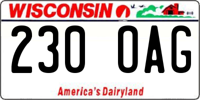 WI license plate 230OAG