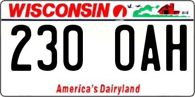 WI license plate 230OAH