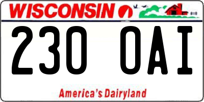 WI license plate 230OAI