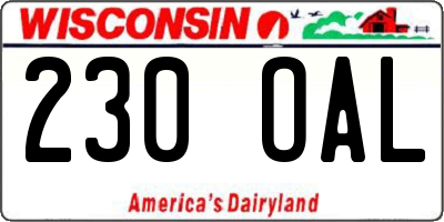 WI license plate 230OAL