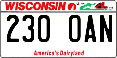 WI license plate 230OAN